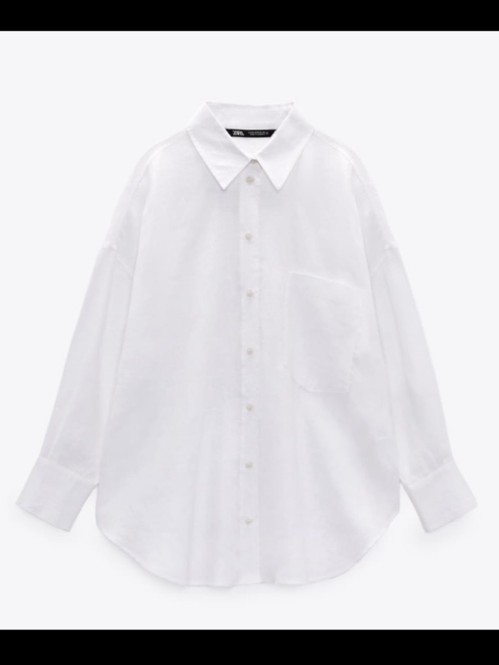 ZARA Linen Button Down Shirt with Pocket in White